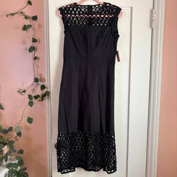 Rachel Rachel Roy Black Lattice Midi Dress NWT Women’s Size 4 Cocktail Evening - Picture 5 of 8